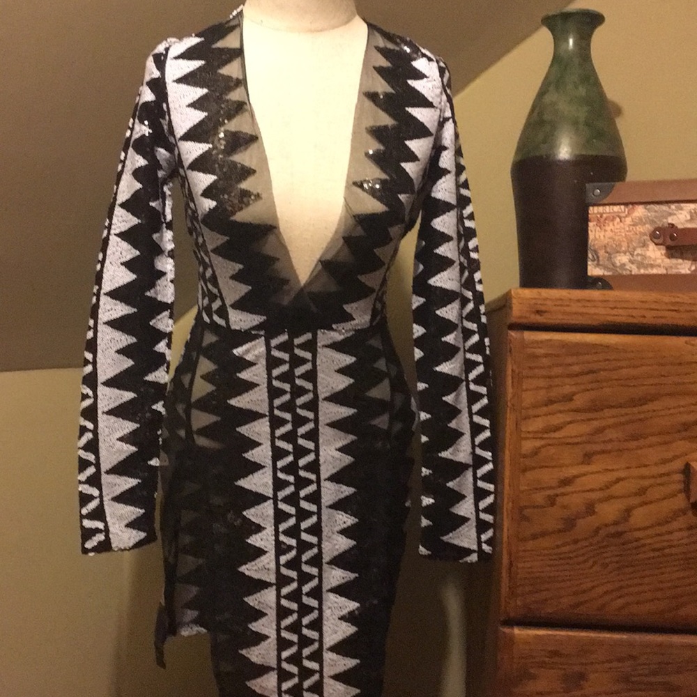 Black and white shimmer dress